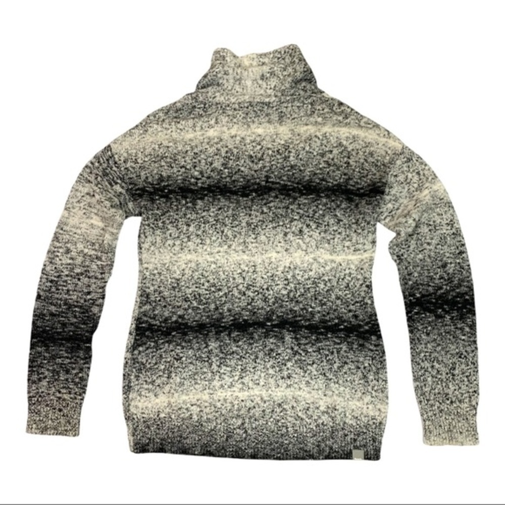 Bench Cowl Neck Pullover Knit Sweater Women’s Black Grey White Stripe Medium - Picture 2 of 9